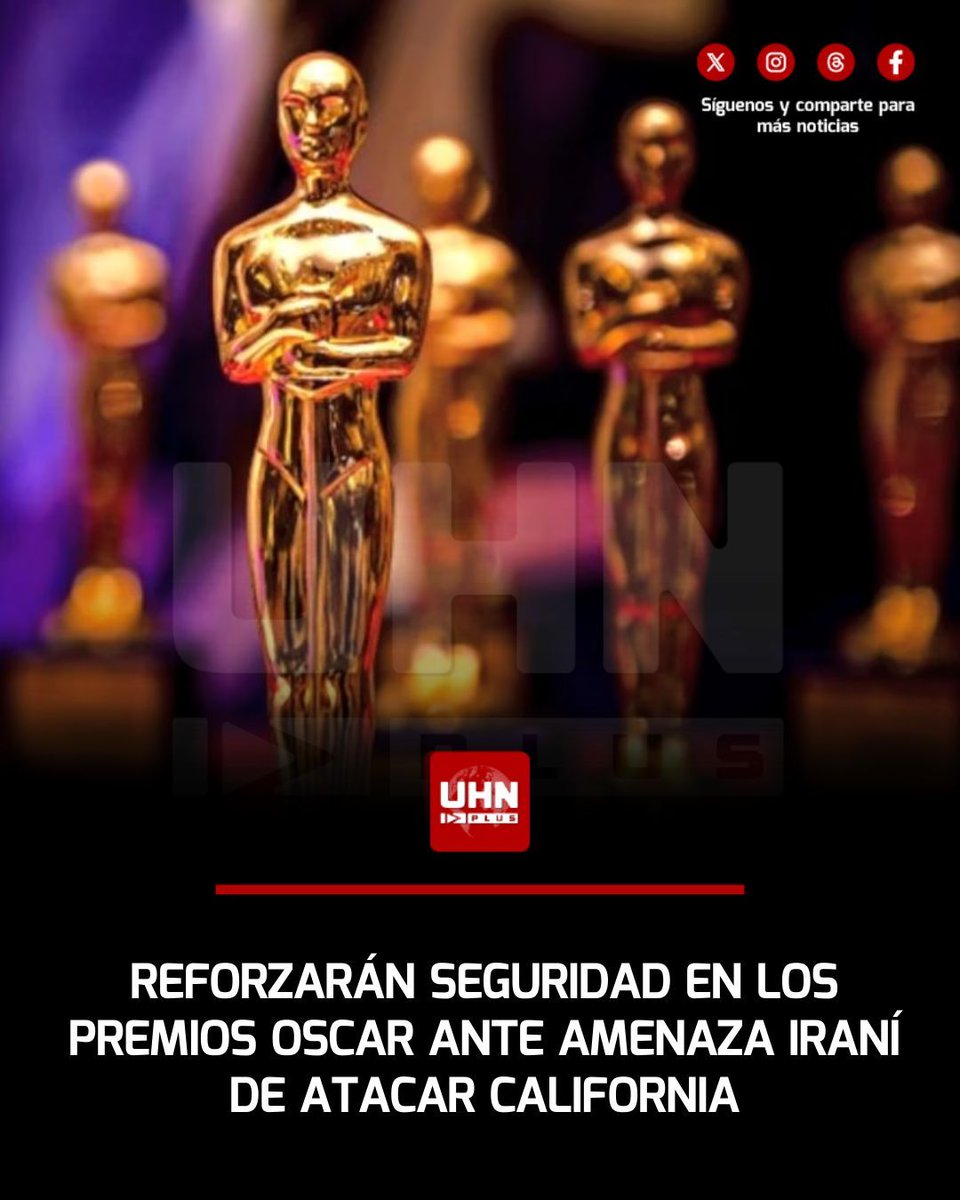 🇺🇸‼️ | La gala de los premios Óscar reforzará su seguridad tras una alerta del FBI sobre un posible ataque de Irán en la costa oeste de Estados Unidos, lo que ha llevado a un aumento significativo en el personal de seguridad.