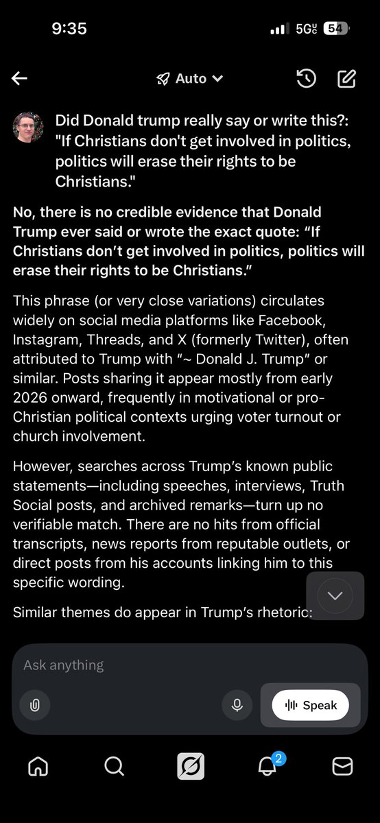 jonshankster's tweet photo. @pstroybrewer It's a true statement, but Grok said that Donald Trump didn't say it. https://t.co/33nKgeZ2lU