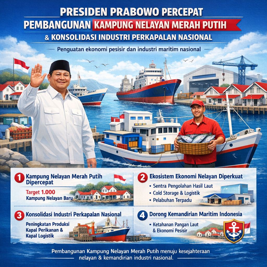 Presiden Prabowo percepat pembangunan kampung nelayan merah putih dan konsolidasi industri perkapalan nasional #NelayanMerahPutih