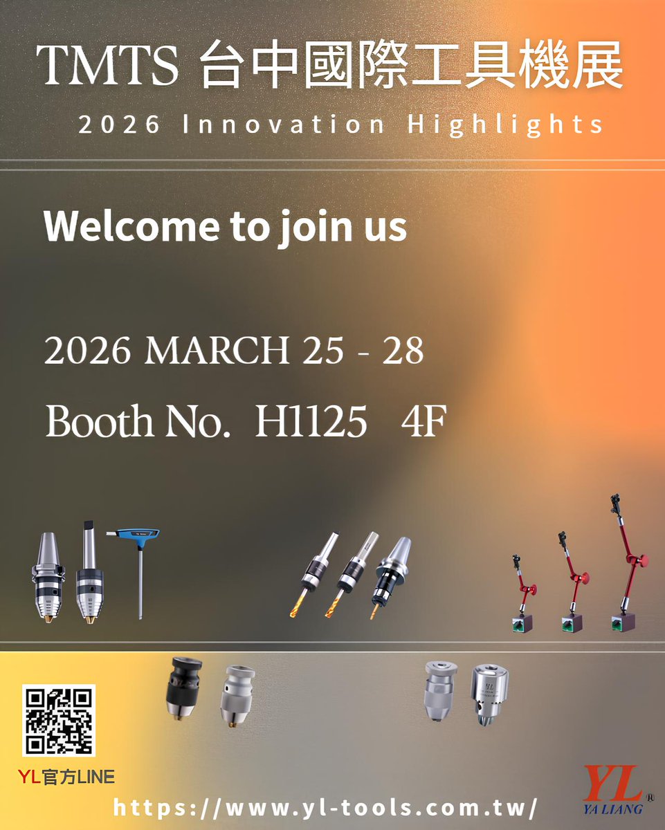 Yaliang_tw's tweet image. ✨ YA LIANG (YL) at TMTS 2026 ✨

We’re excited to join the 2026 TMTS Taichung International Machine Tool Show!
Visit us to explore our latest machine tool solutions and connect with our team

🗓 Mar 25–28, 2026
📍 Taichung International Exhibition 
📌 Booth H1125 4F

#TMTS2026