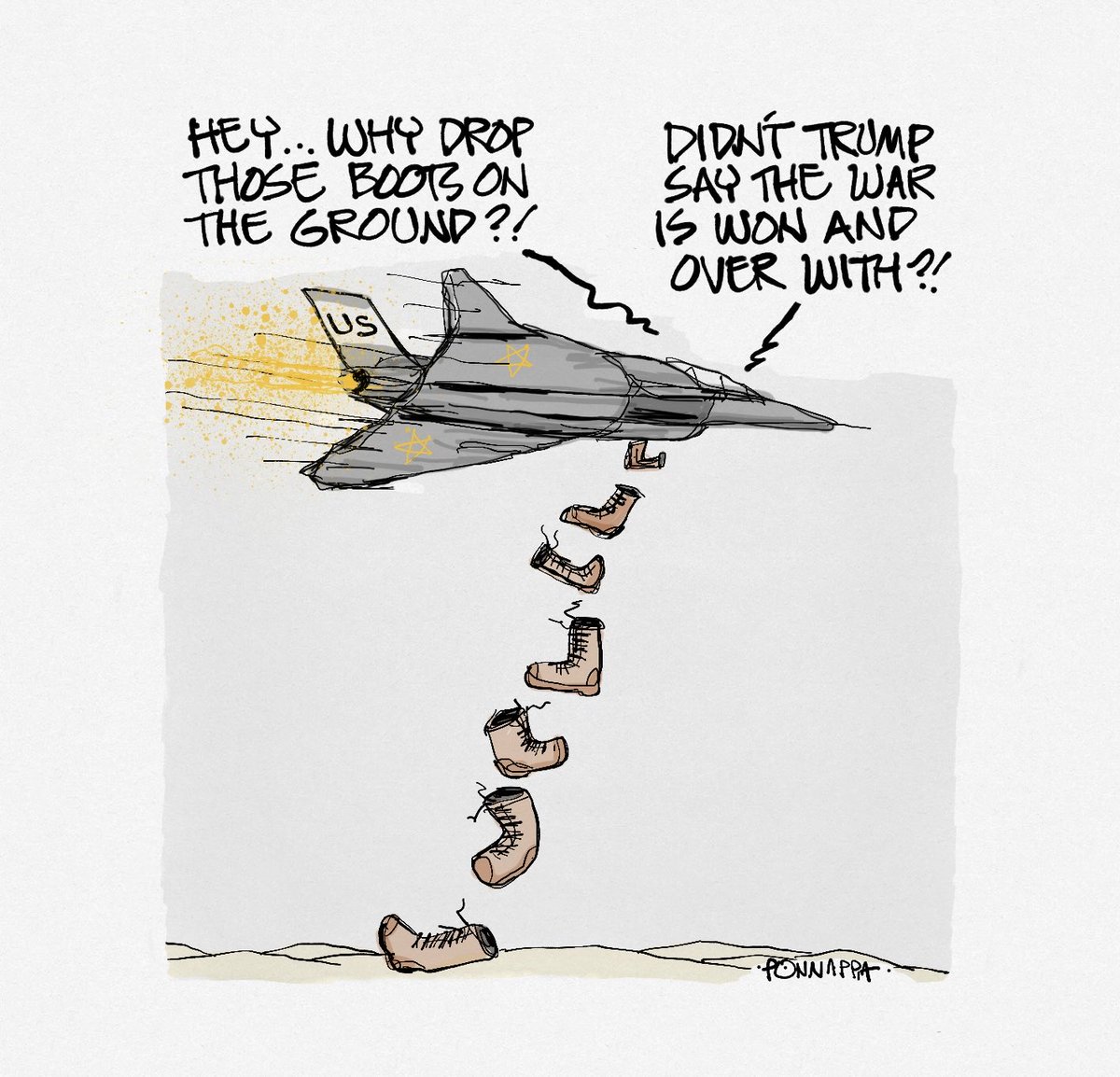 PonnappaCartoon's tweet image. #boots #ground #war #trump #cartoon