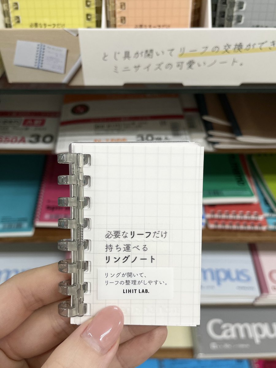 おはようございます☀

手のひらサイズのかわいいリングノート📖開閉式リングなのでリーフを好きな枚数だけ持ち歩けます✨

お店では小学生の子供たちがミニシール帳として買ってくれました😊