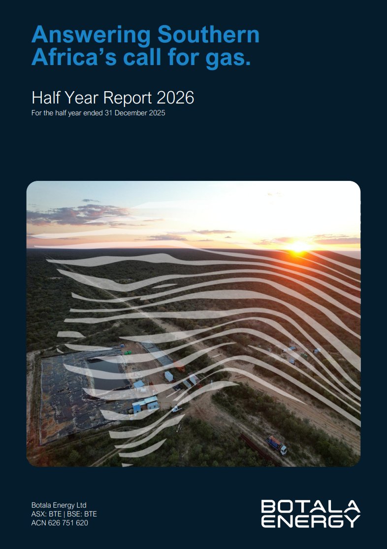 Botala_Energy's tweet photo. Botala Energy’s half-year report highlights continued progress at the Serowe CBM Project, with the Pitse Pilot advancing through dewatering, reservoir testing and preparation for the key Serowe-3.5B production well. 

Read the report here https://t.co/2LBmMETwPq https://t.co/h3lwo5R2jo