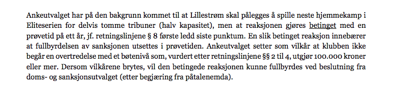 RolandAndreasen's tweet photo. @SjantenIkaros @SindreRosenlind Nej,dog ikke; sanktionen om ¨halv kapasitet' gælder bare én kamp -&amp;aktualiseres først ved ny sanktion med bøde≥100k.
Om LSK kan nøjes med at fyre 39 blus af i hver af de første 4 kampe, kan de fyre den helt af mod Enga i den 5. - &amp;sone straffen om delvist tomme tribuner mod S08. https://t.co/7LvswITa5M