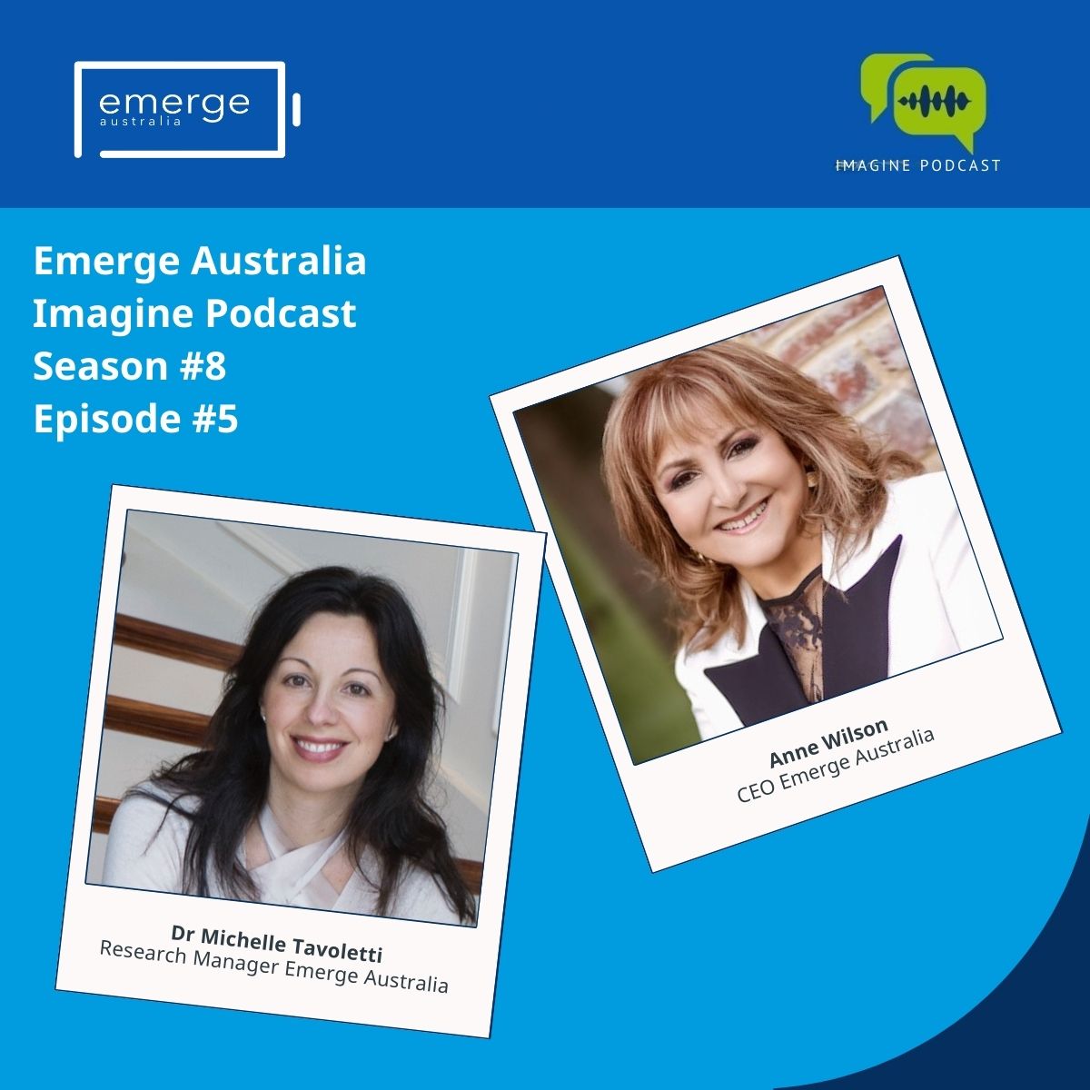 EmergeAus's tweet photo. 🎧 Now Available: #ImaginePodcast Season 8, Ep 5 Dr Michelle Tavoletti 🎧
🔗 Available wherever you listen to podcasts - https://t.co/OK2NBgkYif
🙌 Don't miss the other enlightening episodes in Season 8, as we release 1 daily during #LongCOVID Awareness week.
#emergeaustralia https://t.co/RrsL6ARwkF