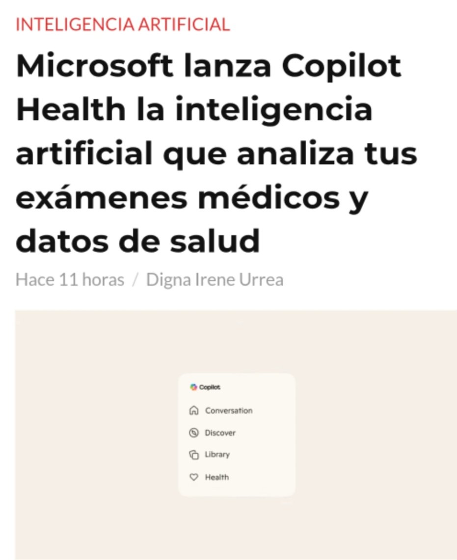 juangaleanorey's tweet photo. Microsoft lanza Copilot Health la inteligencia artificial que analiza tus exámenes médicos y datos de salud
https://t.co/AQYTHp5gys https://t.co/ijSnxnubyu