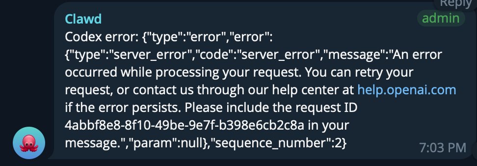 Codex server error
