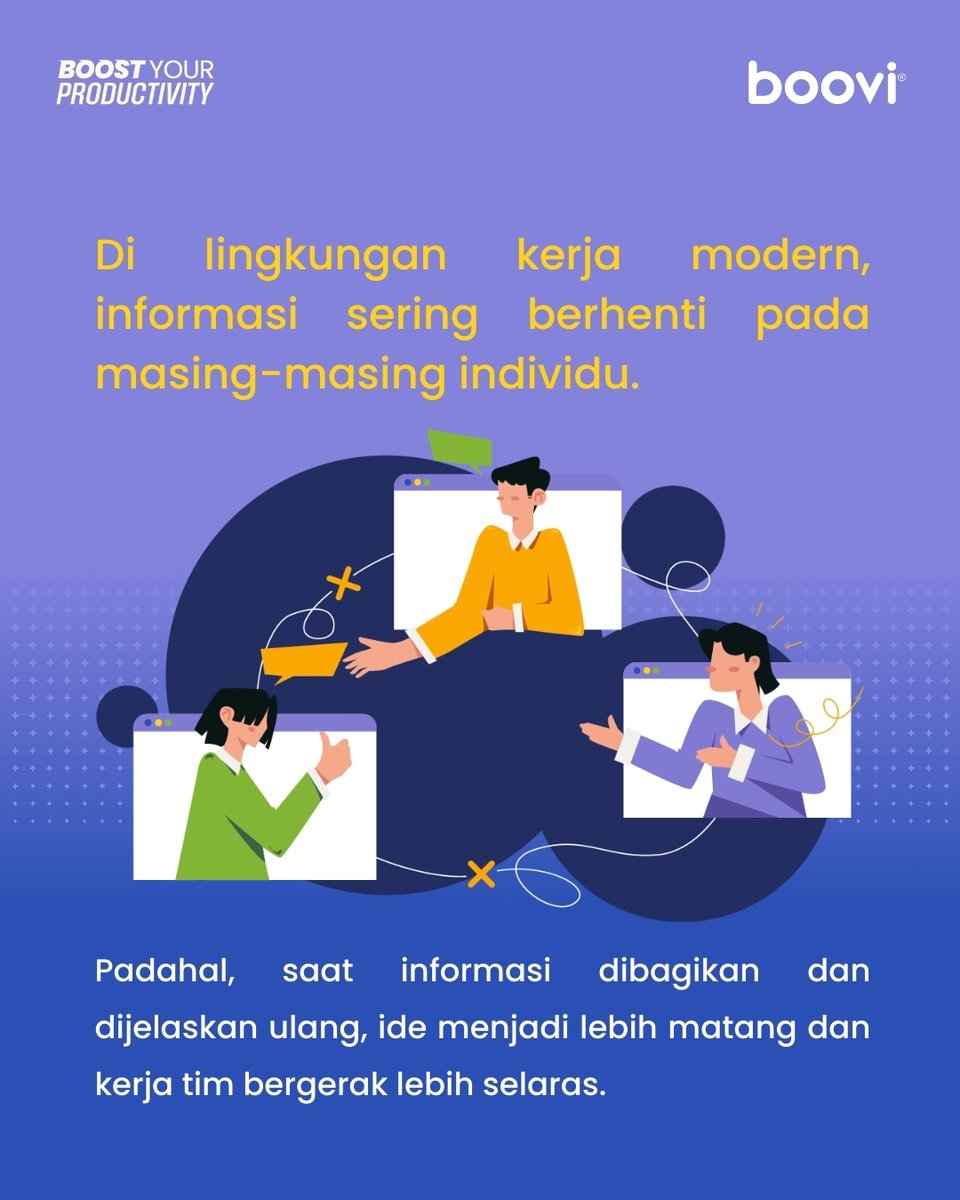 boovi_id's tweet image. Rekan setim sering punya pemahaman berbeda saat diskusi? Miskomunikasi biasanya terjadi karena kita terlalu banyak menggunakan istilah teknis yang rumit.

#FeynmanTechnique #TipsKerja #SmartWorking #KomunikasiEfektif