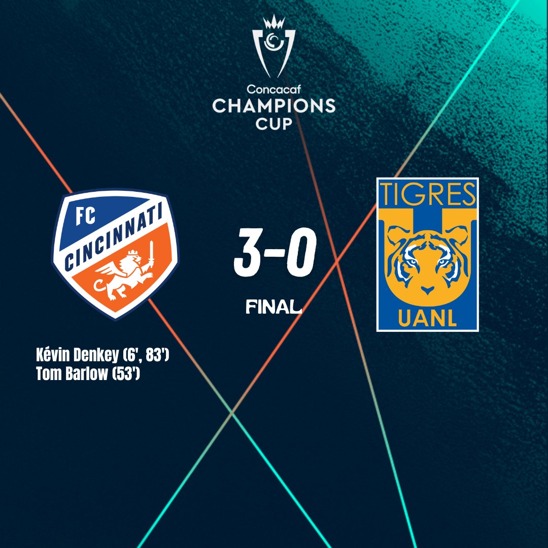 2026 CONCACAF Champions Cup
Round of 16

FULL TIME

FC Cincinnati🇺🇸 3-0 🇲🇽Tigres UANL

Second leg: 19 March

#Concacaf #Concachampions