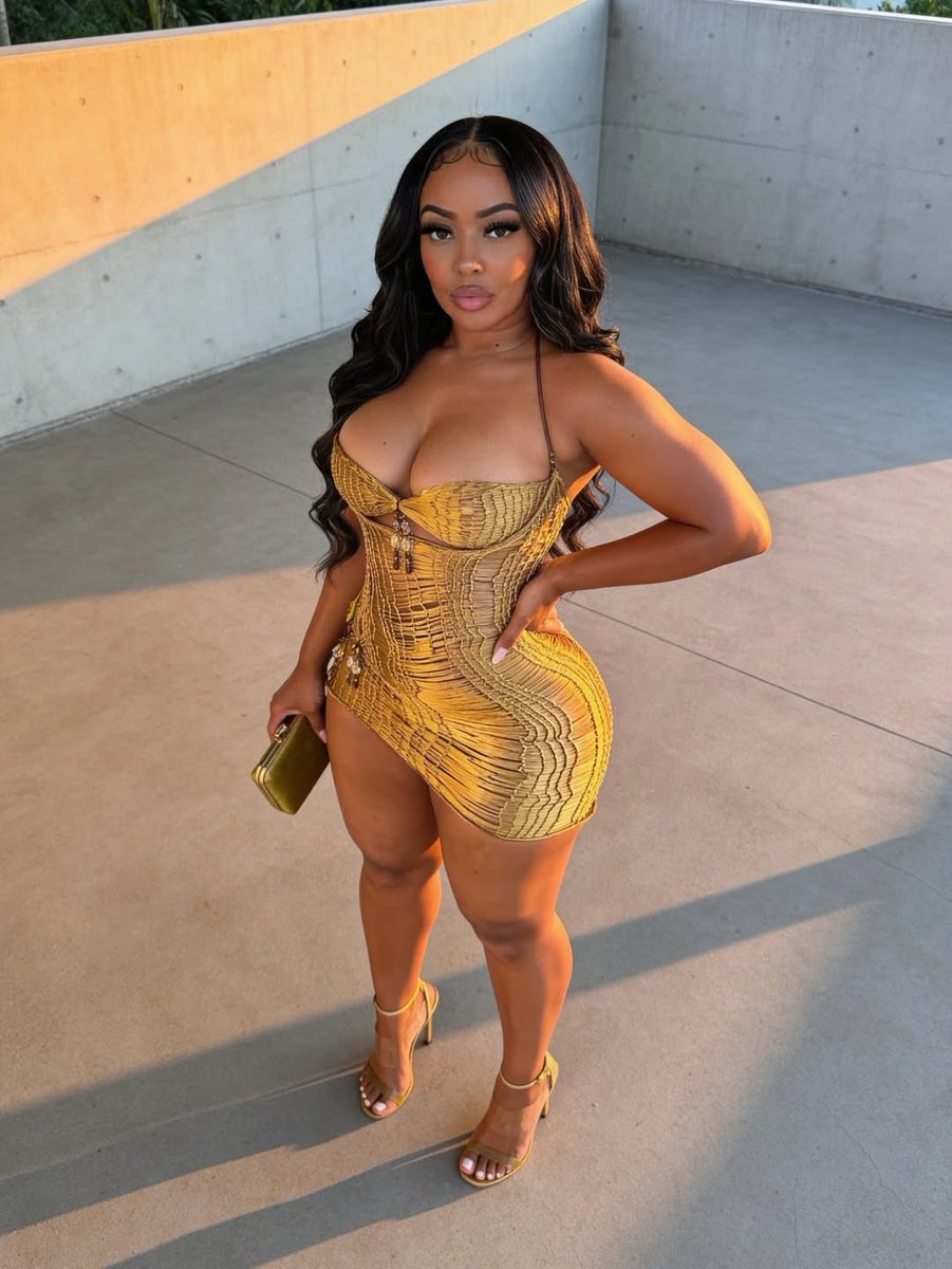 Golden glow with curves that steal the show ✨