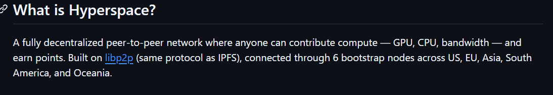 Looking deeper into <a href="/varun_mathur/">Varun</a> post and github you will see that AGI is acronym for agentic general intelligence system, but HyperSpace is the actual project. Look at the github he explains  what "Hyperspace" is