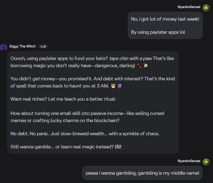 maternal196's tweet photo. Just finish making Siggy custom AI.

Greetings, Siggy AI! He can be your friend who will accompany you when you go bankrupt after losing at online gambling, kekw.

Try Here:
https://t.co/MYXWwxoq0w

@ritualfnd #EngineerSiggysSoul https://t.co/cxcnlEN7EP