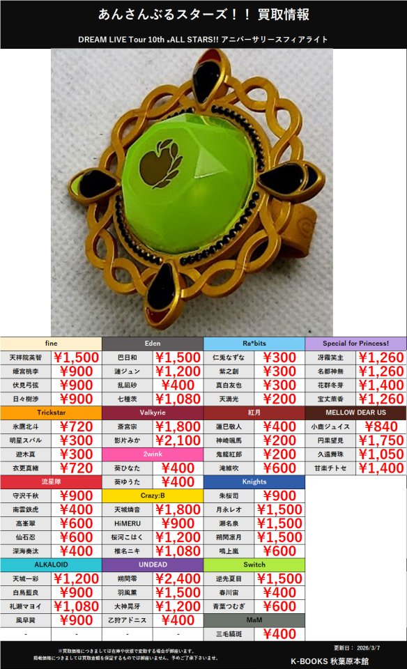 買取情報】 あんスタ DREAM LIVE Tour 10th 𝄪ALL STARS