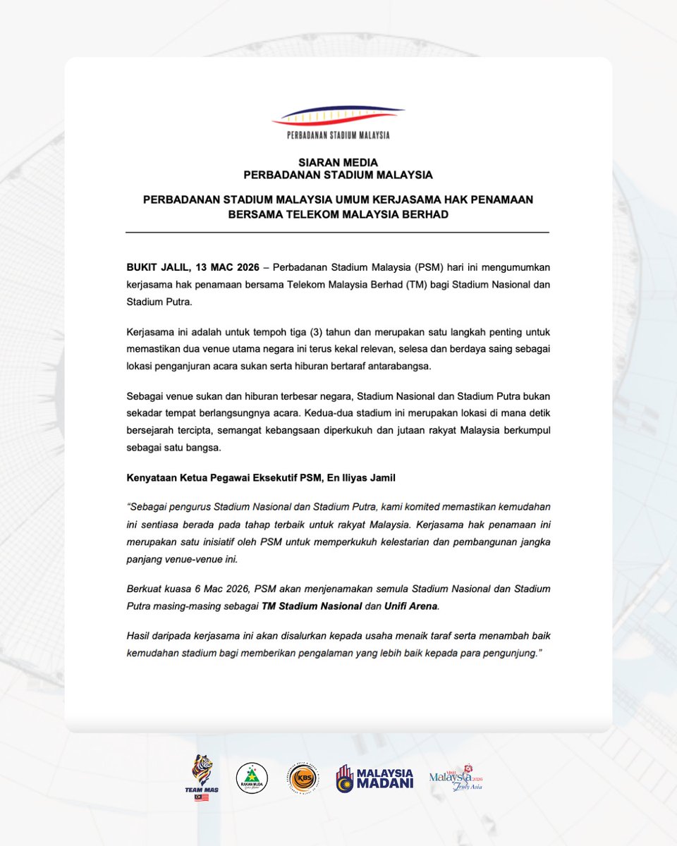 Stadium Malaysia (PSM) 🏟️🇲🇾 tweet media