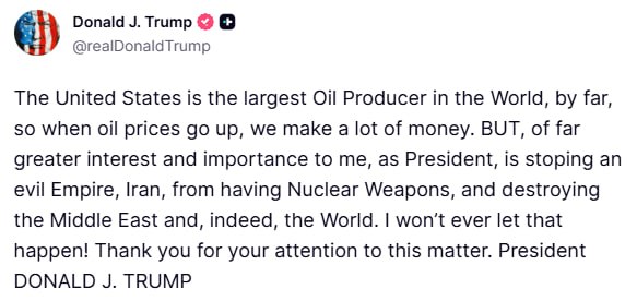 EBNewss's tweet photo. USA is the largest thief of oil in the world so when oil prices grow up, our oil prices also increase.
But for more oil &amp; to save from #EPSTEİN file after #Venezuela now #Iran is our target.I have to save myself,my family and my business. Make Trump family great
#realdonaldtrump https://t.co/mnbLYs38NF