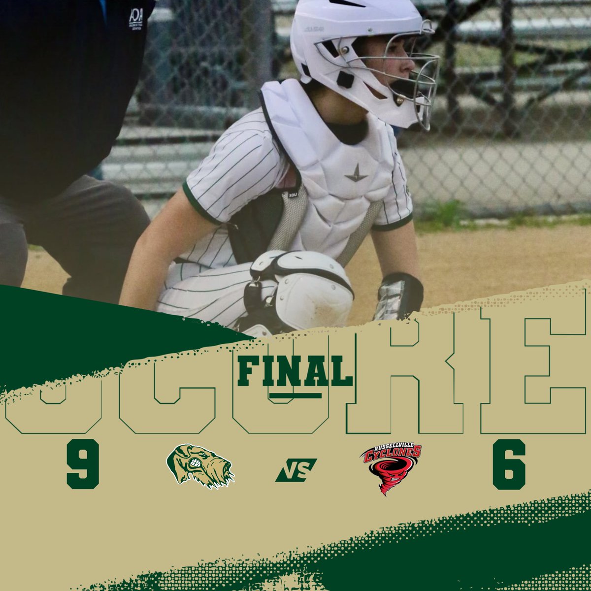 Airedales come from behind and score 6 in the 7th inning to defeat the Russellville Cyclones 9-6! Alma is back on the home diamond tomorrow as we face Farmington in 5A West action. 
#BeElite