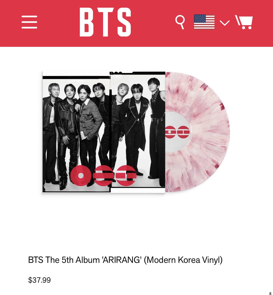BTS The 5th Album 'ARIRANG' (Modern Korea Vinyl) cover now has