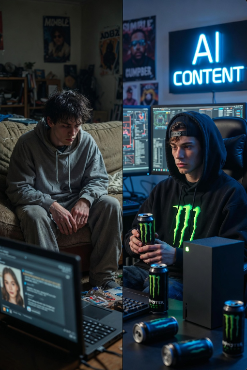 luke___burton's tweet photo. real photo (not AI) of my brother before and after becoming an Xbox Gamer (Again not AI) (real pic I Took) Smash the like button if you relate (Ring the bell for all notifications) #fuckai #realphoto #fuckxbox #blessed #likeandsubscribe #votejoe  #gameing @Xbox @XboxSupport https://t.co/Cv4qu4DLjx