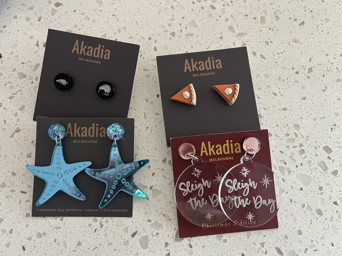 annikakes's tweet photo. A colleague who lives in Australia saw my Pacman earrings one day. During Covid she started making earrings. She asked for my address. These turned up today. #RAOK https://t.co/UyvloJYxzg
