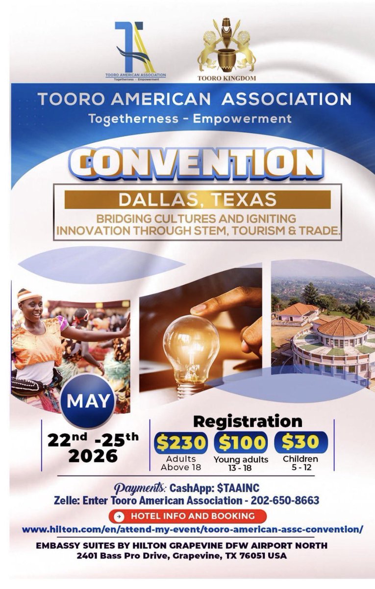 Omugurusi_'s tweet photo. Abatooro and friends across the globe, come celebrate with us at the Tooro American Association Convention 2026, Together we will connect cultures and advance innovation through Stem, tourism and trade. I’ll be there! https://t.co/FVrrQEsSPY