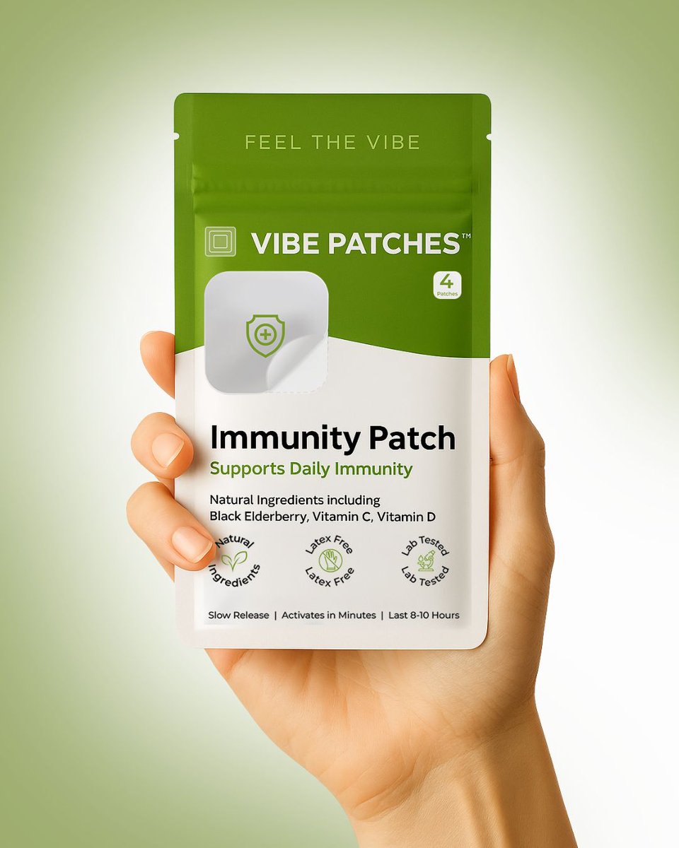 VibePatches's tweet image. Daily defense, made simple.

Natural ingredients delivered through a slow-release patch designed to support your body throughout the day. No pills. No powders. Just simple wellness.

✨ BUY 2 GET 2 FREE ✨

#VibePatches #ImmunityPatch #WearableWellness #VitaminPatch #DailyDefense