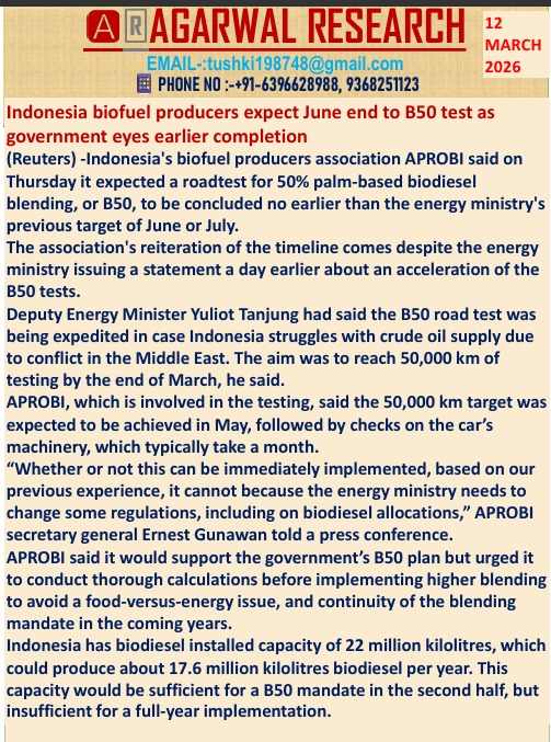 Goodvib75002247's tweet image. #Indonesia #biofuel producers expect June end to B50 #BIODIESEL test as government eyes earlier completion-REUTERS #PALMOIL
#GAPKI AND #APROBI BOTH RAISED QUESTION ON #B50 PROGRAMM SUCCESS AND ADVISED GOVERMENT TO COMPLETE PROPER COMPLIENCE BEFORE TAKING STEP TOWARDS B50