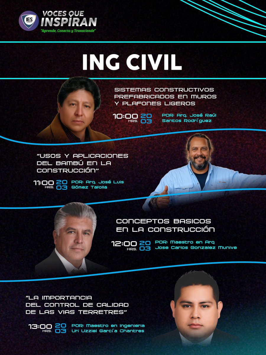 IESACoficial's tweet photo. ¡Atención Ingenier@s Civiles! 
Prepárate para estas conferencias que vienen cargadas de profesionalismo y experiencia. 💙👷🏻

#ingenieriacivil #buap #incorporadasbuap https://t.co/qTiADqhYDr