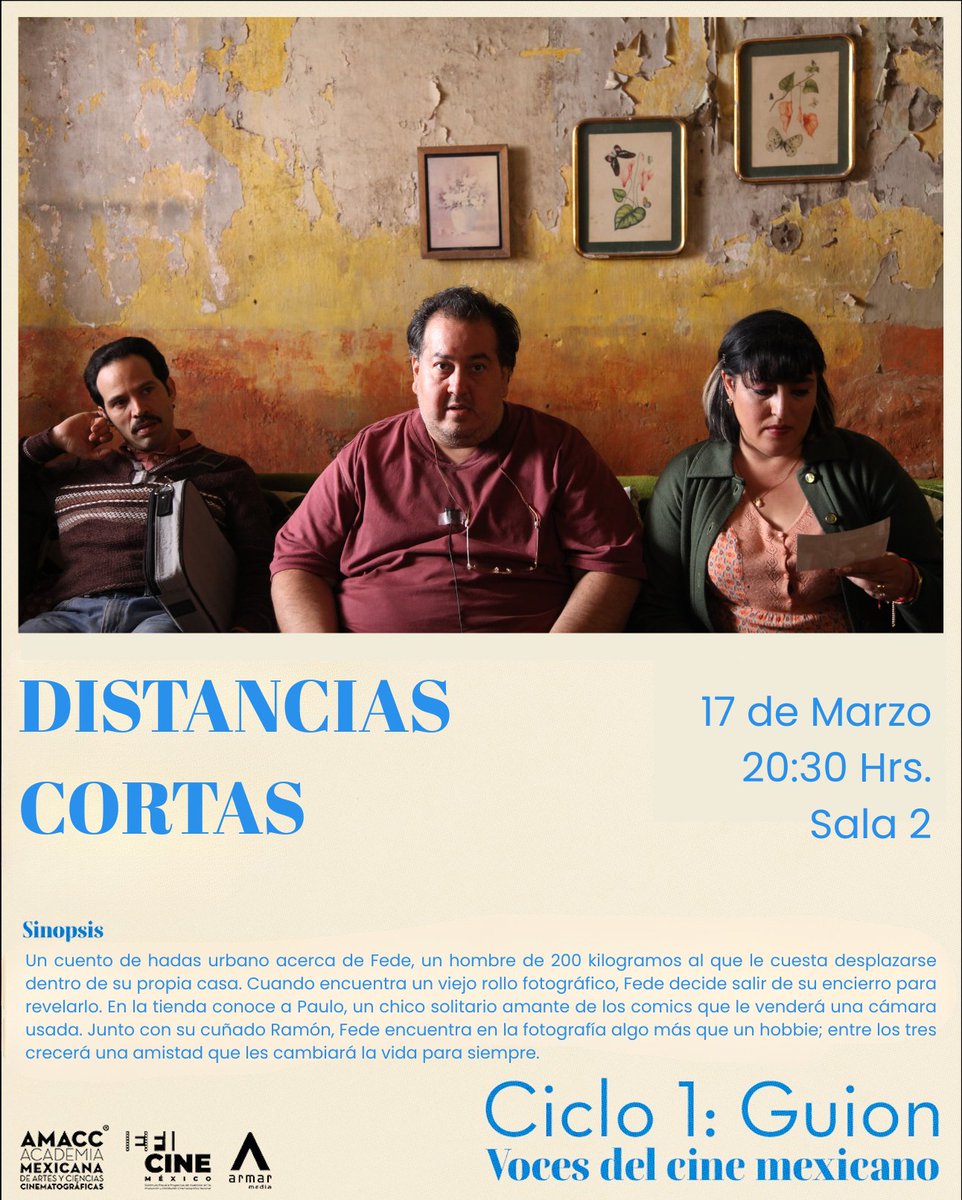 CasadelCineMx's tweet image. Un cuento de hadas urbano acerca de Fede, un hombre de 200 KG al que le cuesta desplazarse dentro de su propia casa. Cuando encuentra un viejo rollo fotográfico, Fede decide salir de su encierro para revelarlo...

🎥 #DISTANCIASCORTAS completamente #gratis este martes 17 - 20:30H