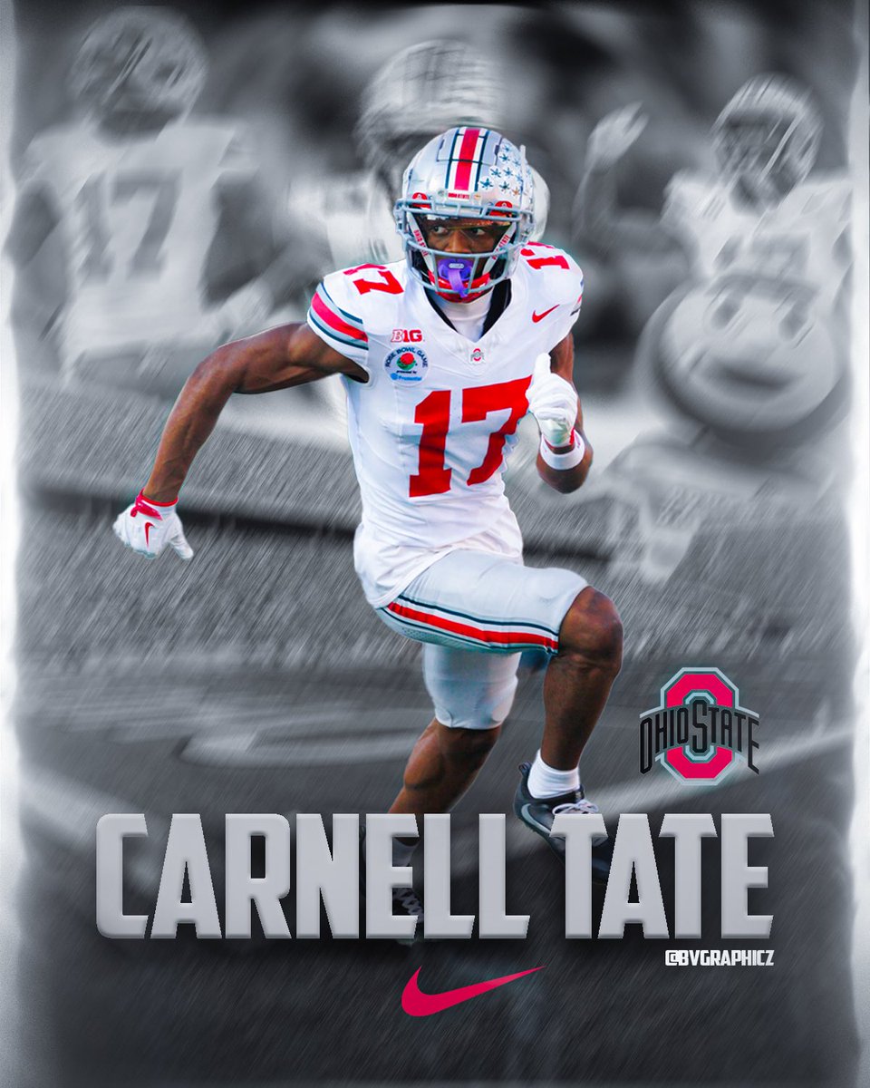 BVGraphicz's tweet photo. Where will Carnell Tate end up in this years draft??? @carnelltate #OhioStateFB #GoBucks #WRU #Buckeyes https://t.co/tagNT52dl1