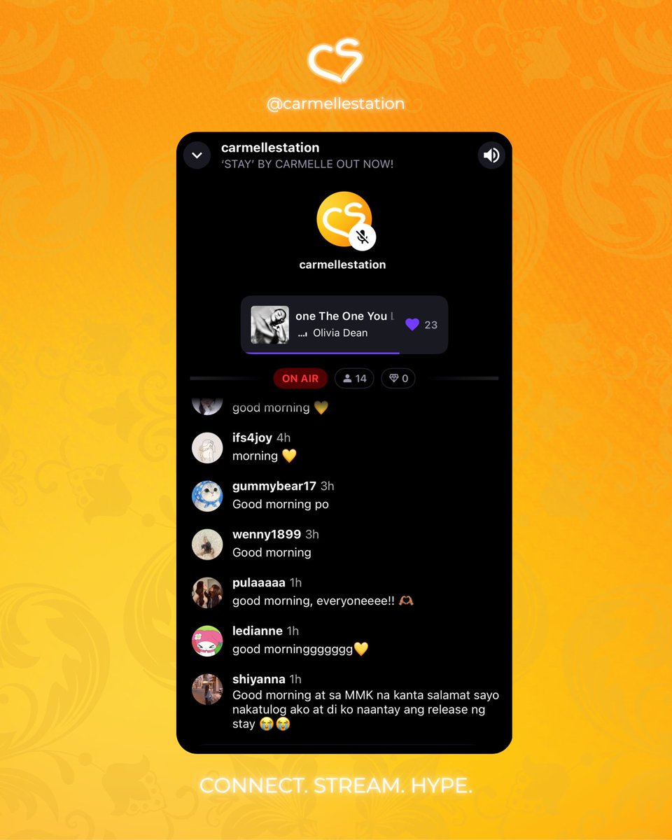 carmellestation's tweet photo. CARMELLE STATION IS ON AIR ALL DAY! 🎧💛

We’re streaming ‘Stay’ and other Carmelle songs all day! For now, song requests are paused as we’re following a fixed playlist, but we’ll let you know if requests open later.

Stream with us now or park your accounts!

#CARMELLE_1stSingle https://t.co/8eDRyzg8Q3