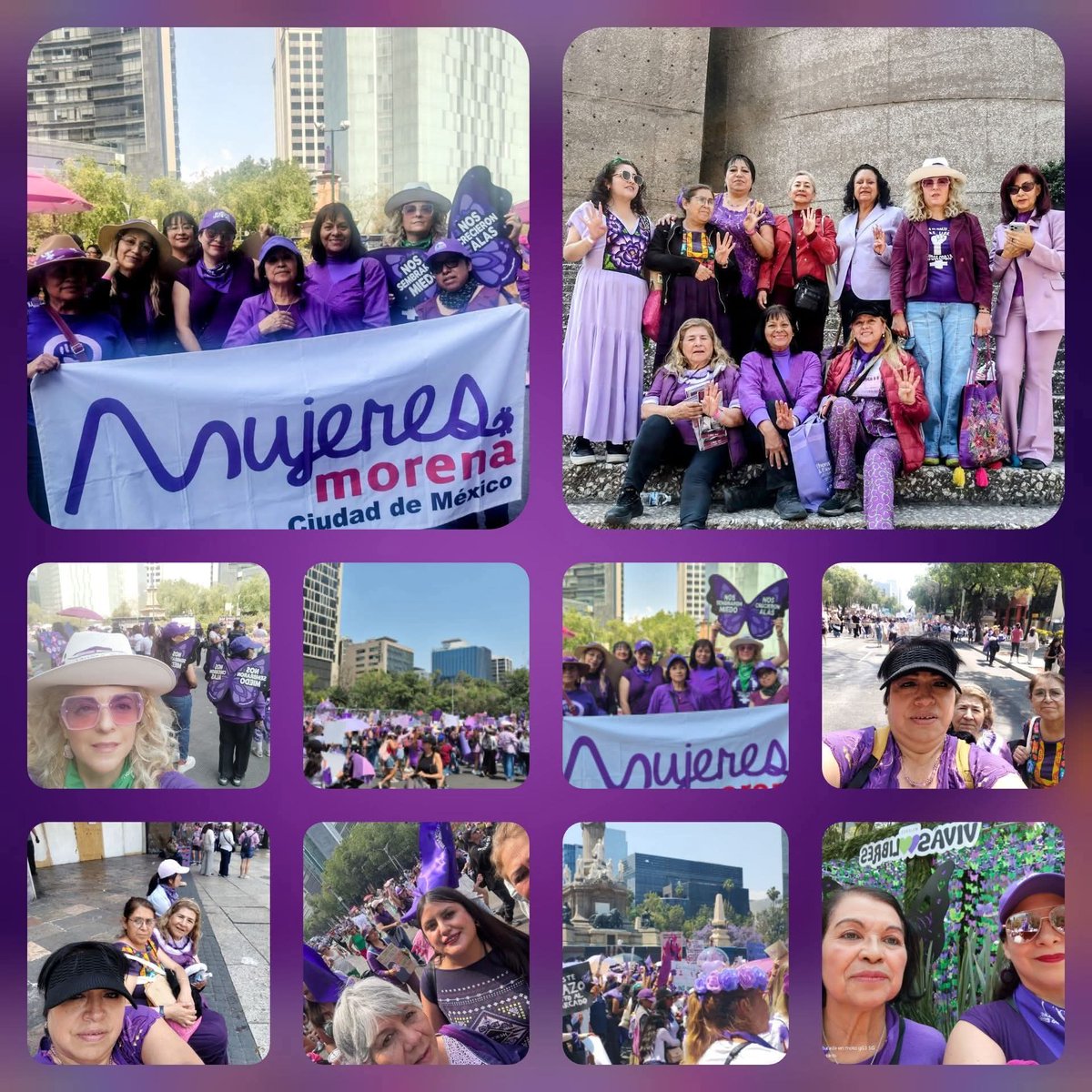 🟣 Mujeres morena República presentes en la marcha del día Internacional de las Mujeres. ♀️
#8M 
#MujeresMorenaRepublica 
#feministas