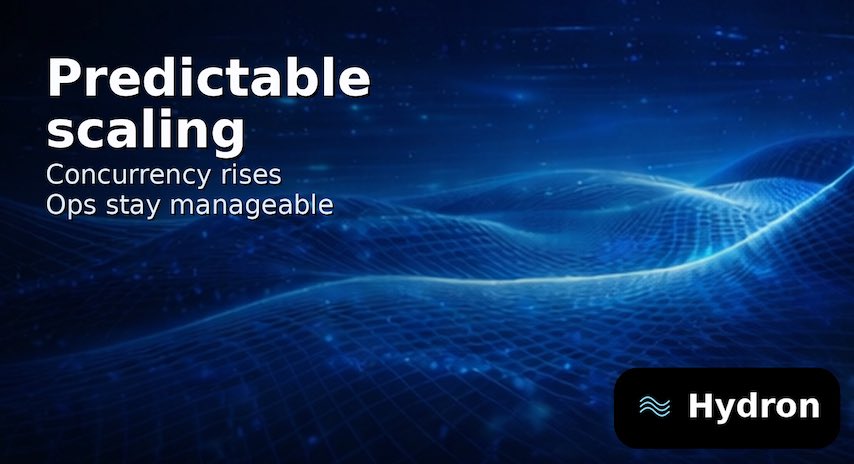 Hydron is designed for predictable scaling as concurrency rises. When traffic grows, operations stay manageable.