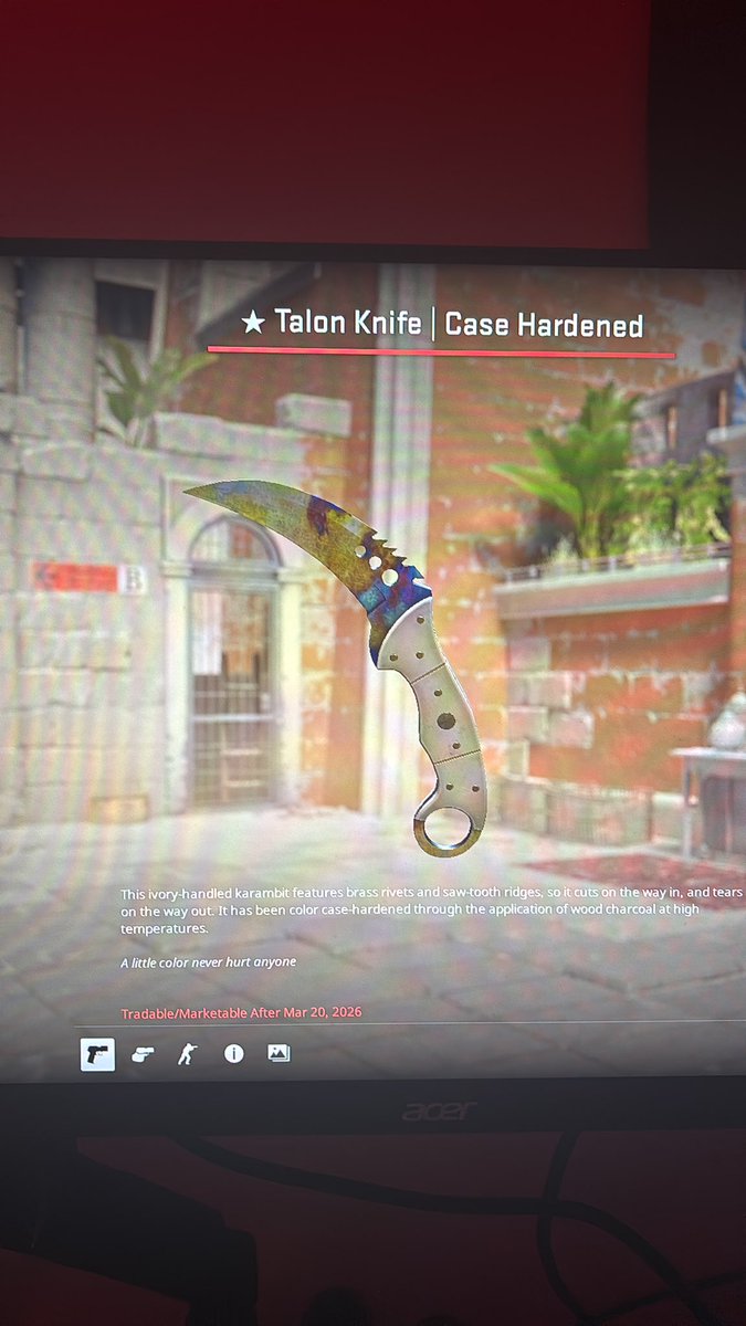 PonkCounterStrk's tweet photo. just pulled talon pattern 450 backside bluegem. can anyone give me an estimate?? #counterstrike #CS2 #bluegem #ohne https://t.co/PJ5gA1ebBU