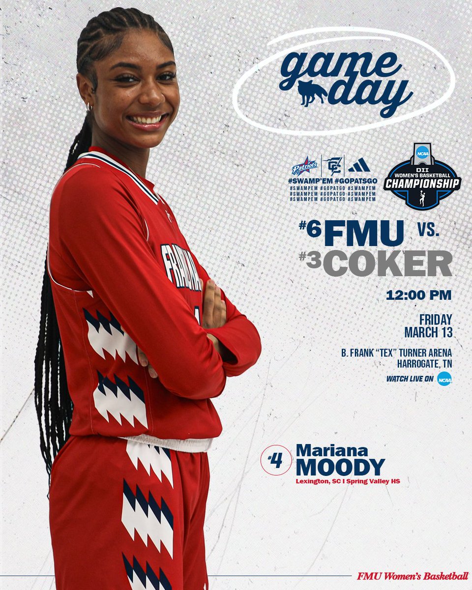 FMUSports's tweet photo. 𝐋𝐞𝐭 𝐭𝐡𝐞 𝐌𝐚𝐝𝐧𝐞𝐬𝐬 𝐁𝐞𝐠𝐢𝐧!
🏀NCAA Tournament First Round
🆚No. 3 Coker
📍Harrogate, TN
⏰12:00 PM
📺https://t.co/DUQfPXx0Ul
📊https://t.co/DUQfPXx0Ul
#SwampEm #GoPatsGo https://t.co/hrUYyopf4S