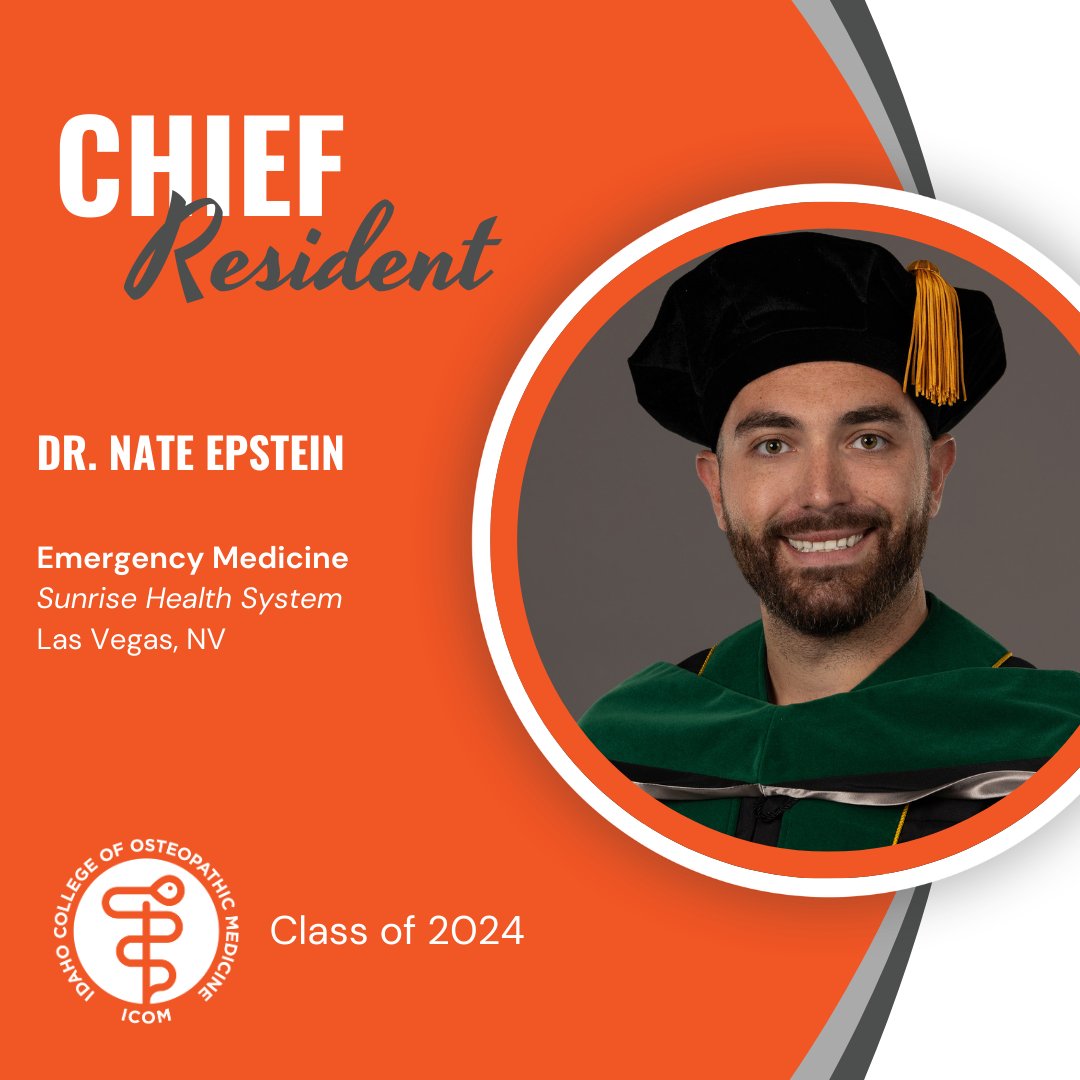 idahocom's tweet photo. Congratulations to Dr. Nathan Epstein, alumnus of ICOM's Class of 2024, on being named Chief Resident of the Emergency Medicine Residency Program at Sunrise Health System in Las Vegas, NV 👏✨ https://t.co/BD1NezpHgI