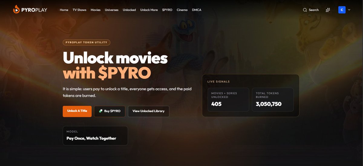 Over 405 movies &amp; series unlocked for the community🎬
3M+ $PYRO burned. 🔥

@cheskodev keep building

Watch here: pyroplay.tv
CA: 14qW8bcMkmHQtgJ8VohkR4FXiuYWqvLy4AtpGbuDpyro

Send it!