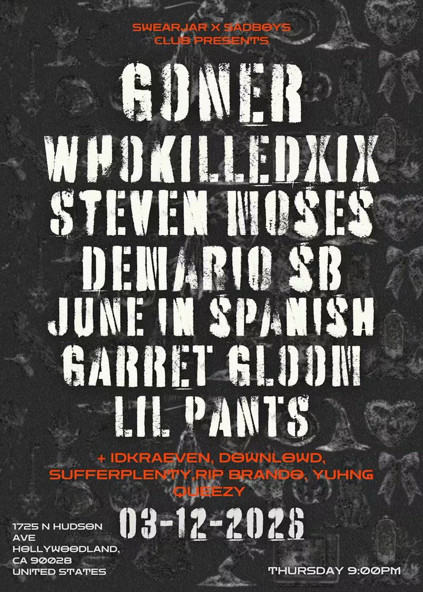 In the mood for music? Free today at 9pm? In LA? Come meet me at the Dirty Laundry! 

Support <a href="/SwearJar/">reid clow</a> &amp; his artist @notgoner 🎶 

RSVP for free entry 😉.
partiful.com/e/D2db0SUFchZF…