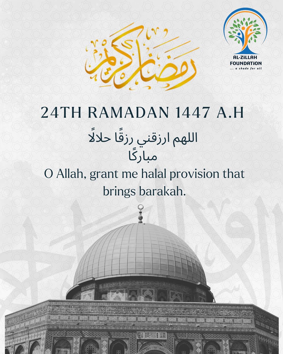 AlZillah's tweet photo. Day 24 🤍
Ya Allah, grant me provision that brings me closer to You and never distracts me from You. 🤲🏽✨
#RamadanSeries #alzillahfoundation https://t.co/W9QpNWOi4E