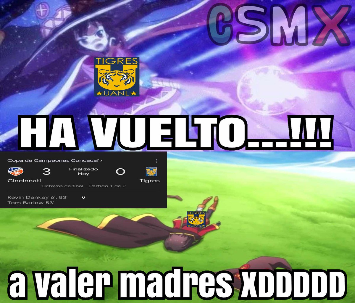 Chilo_Sports_MX's tweet photo. Ni 10 minutos pudieron aguantar XD

#NochesMagicas #Concachampions #CincinnatiFC #TigresUANL https://t.co/PhlqbV2Wrc