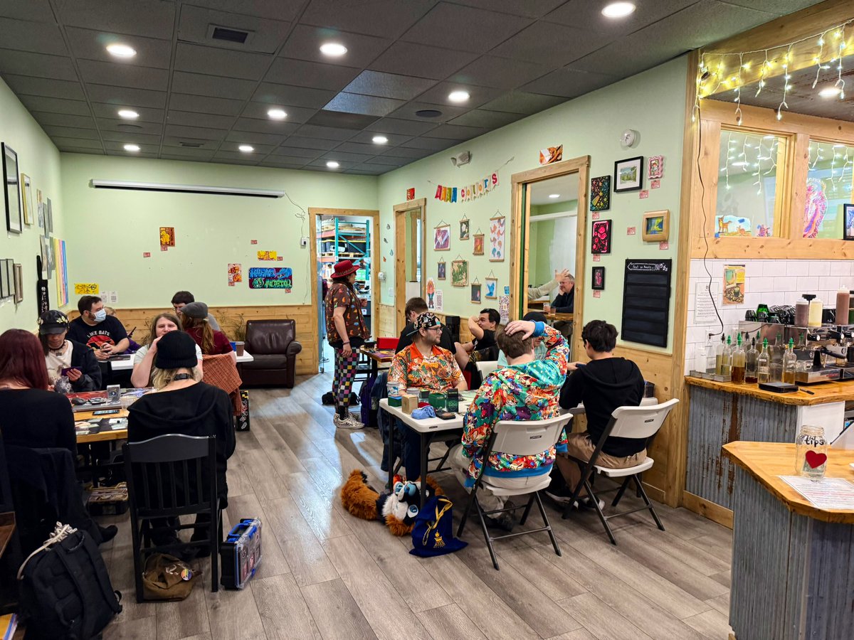 Sacred_Beans_Co's tweet photo. Great turnout for Commander Night at the cafe tonight. Multiple pods running, big board states everywhere, and plenty of coffee fueling the games.

Thanks to everyone who came out — always good seeing new and familiar faces around the tables.

More events coming soon. https://t.co/WT8WVwi8Cs