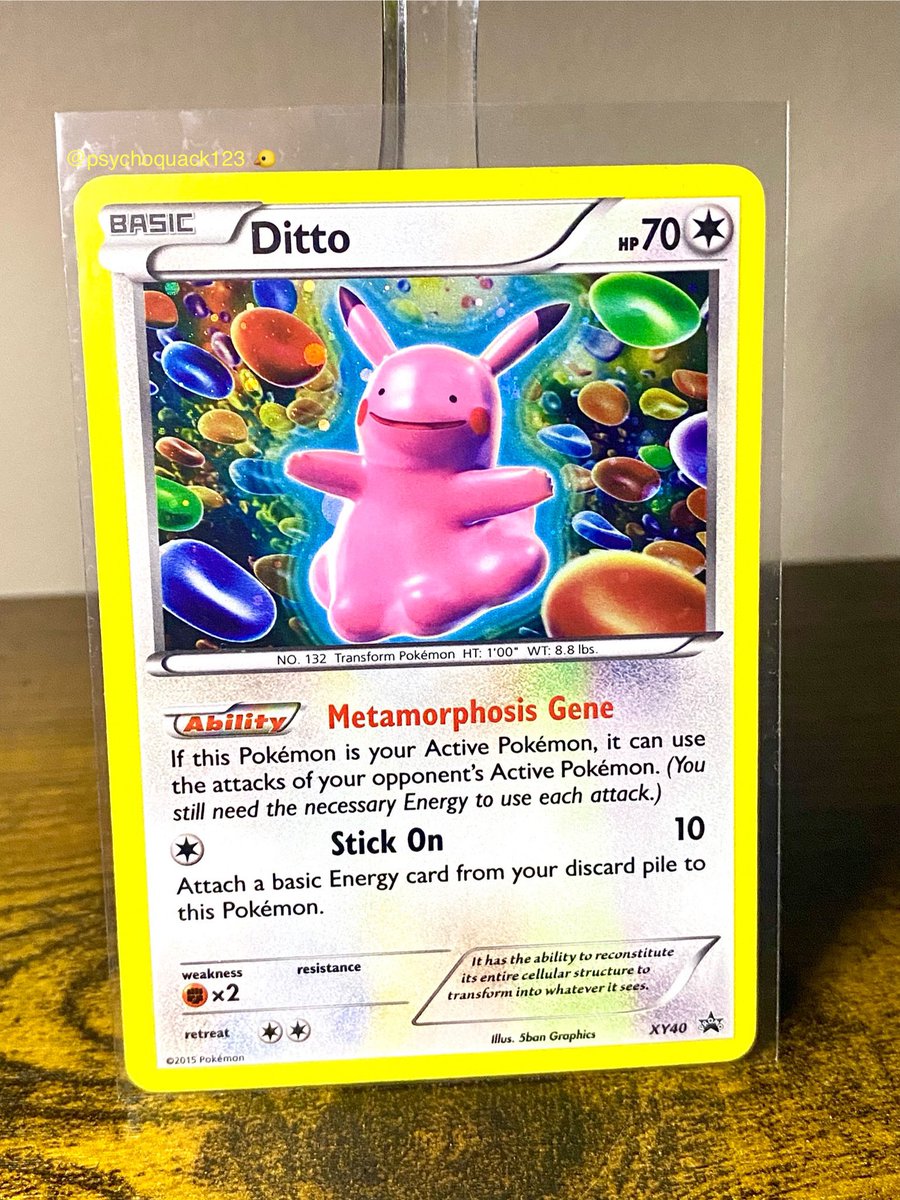 ✨ Ditto holo rare promo XY40

🐤 One of my all time favorite Ditto cards! Such a cool mid transformation artwork.