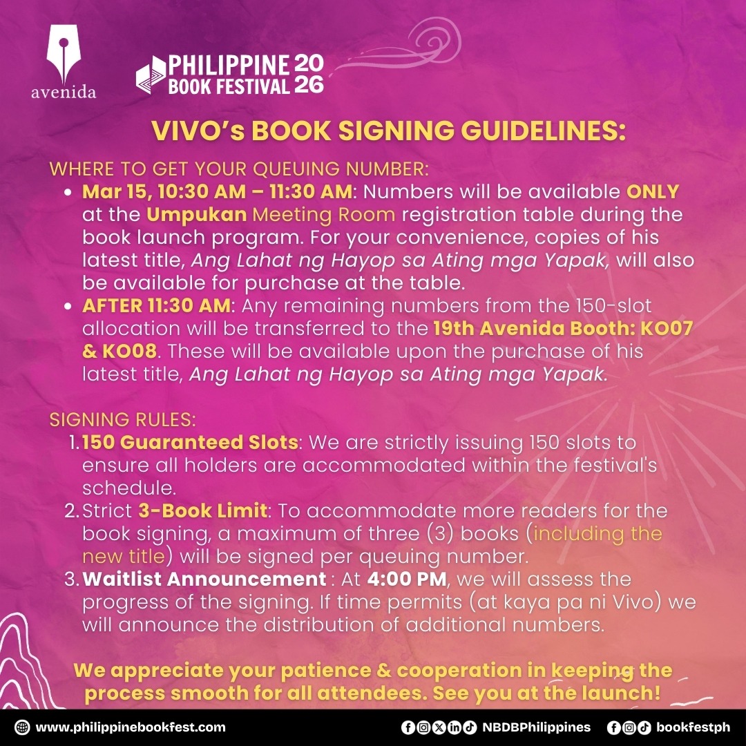 Simula na ng Lapastangan era. Nagbabalik si Ronaldo S. Vivo Jr. para sa panibagong serye ng kanyang natatanging crime noir "Ang Lahat ng Hayop sa Ating mga Yapak"

Tara na dito sa UMPUKAN ngayong March 15, Linggo, 11 AM sa Megatrade Meeting Room.

#PhilippineBookFestival #PBF2026
