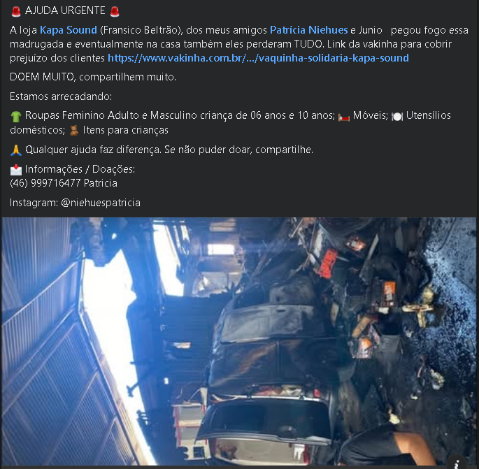 FabioDLorian's tweet photo. @DaniloGentili @CascaGrossaReal @moura_101 Trégua por favor na briga para fazer o bem, meu amigo perdeu TUDO. Por favor ajudem. Não é so vakinha, precisam de tudo, roupa, comida, TUDO. https://t.co/2kgstW21s2 https://t.co/v9ilPcdRWa