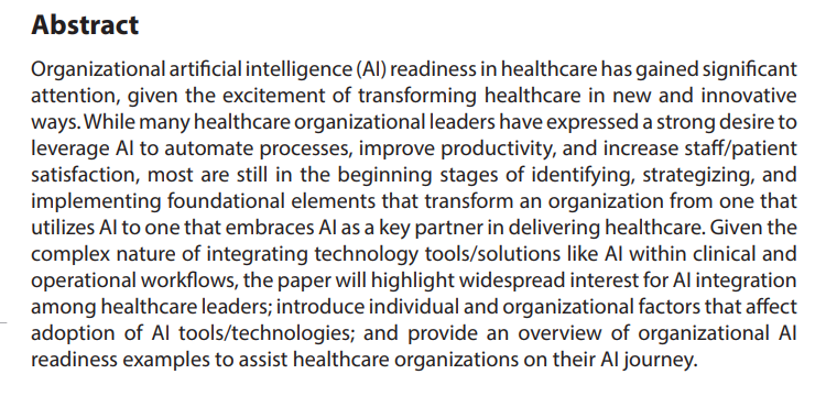 AIH_ASP's tweet photo. 📕 Read our publication "Healthcare leadership in the modern age of artificial intelligence: Are we organizationally ready?" for #free.
👥 Author: Justin Iannello.
🔗 https://t.co/VCOxSgEI10 https://t.co/Pii3BGxu2m