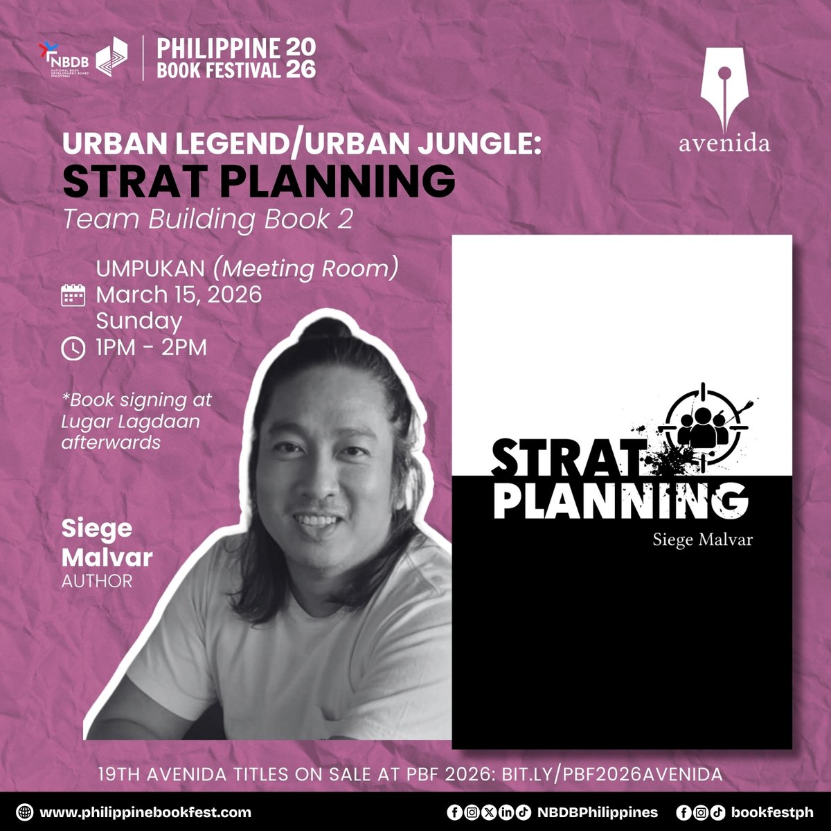 Be the first to grab Strat Planning—a sequel that cranks the chaos of Team Building even higher.

Siege on writing humor and parody—turning the modern workplace into sharp satire:

🗓️ March 15, 1 – 2 PM
📍 Umpukan Meeting Room, Megatrade Hall

#PhilippineBookFestival #PBF2026