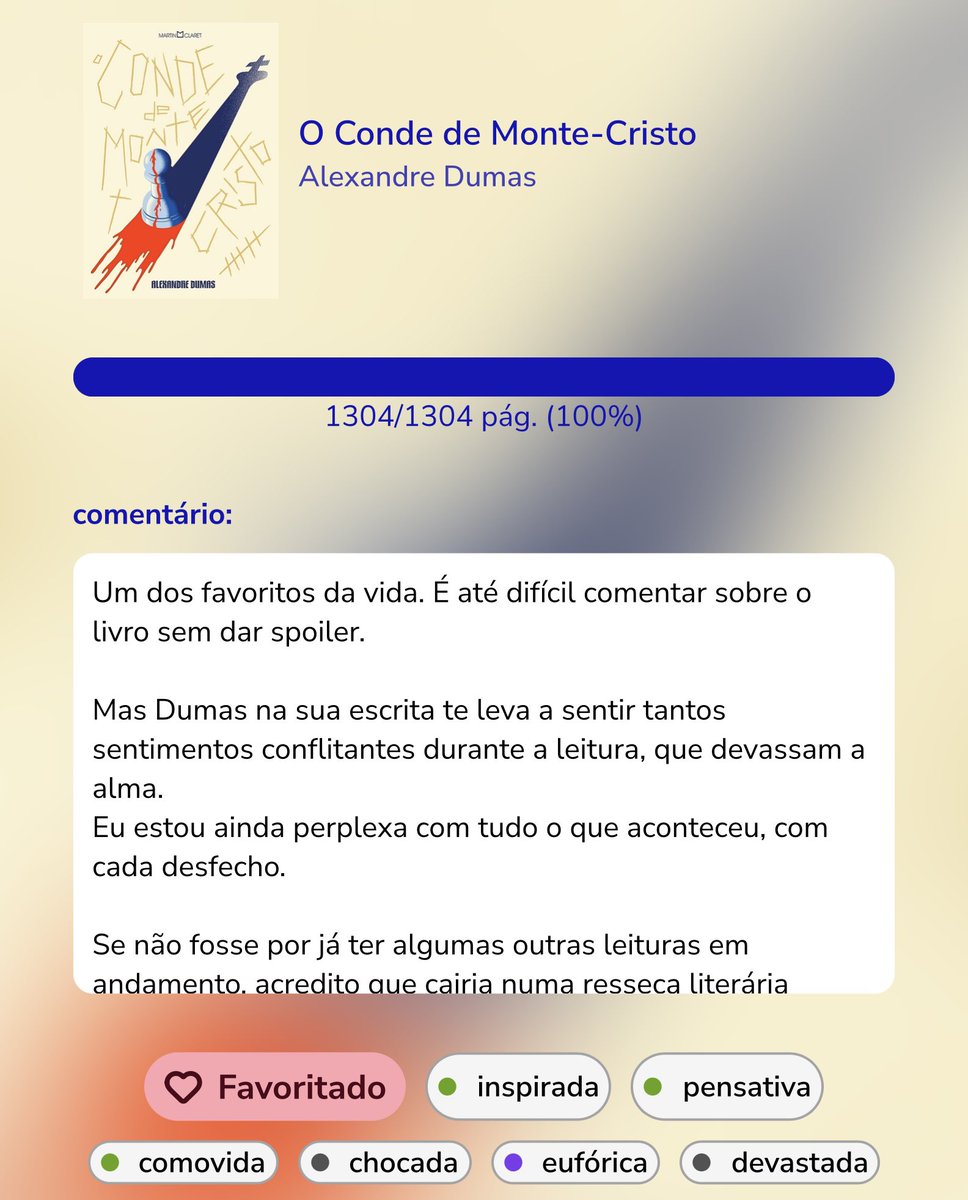 Não soube descrever tudo o que estou sentindo sem dar spoiler, mas saiba Edmond Dantès você é o melhor ✨