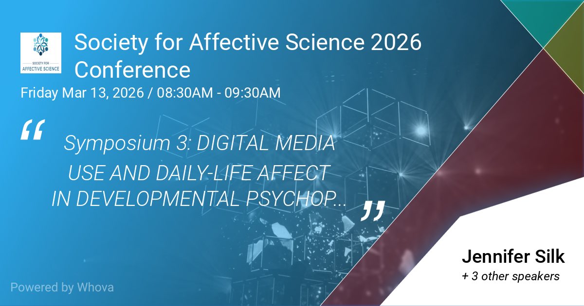 silk_jennifer's tweet photo. If you are at Society for Affective Science come check out our symposium on digital media use and adolescent, psychopathology bright and early tomorrow morning! https://t.co/yoRy8lsBny