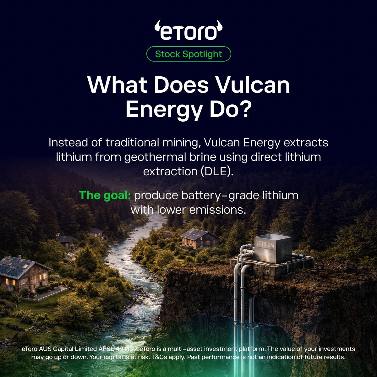 eToroAU's tweet photo. Lithium stocks are back in focus but Vulcan Energy is doing things differently. 

Here's how: