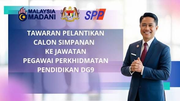 SPPMy's tweet image. Hebahan tawaran pelantikan calon simpanan Pegawai Perkhidmatan Pendidikan Gred DG9 Tahun 2025 bagi opsyen Ketidakupayaan Pembelajaran (PPKI) dan Pendidikan Islam.

spp.gov.my/pengumuman/202…

#SPP
#MalaysiaMADANI
#TaatSetia