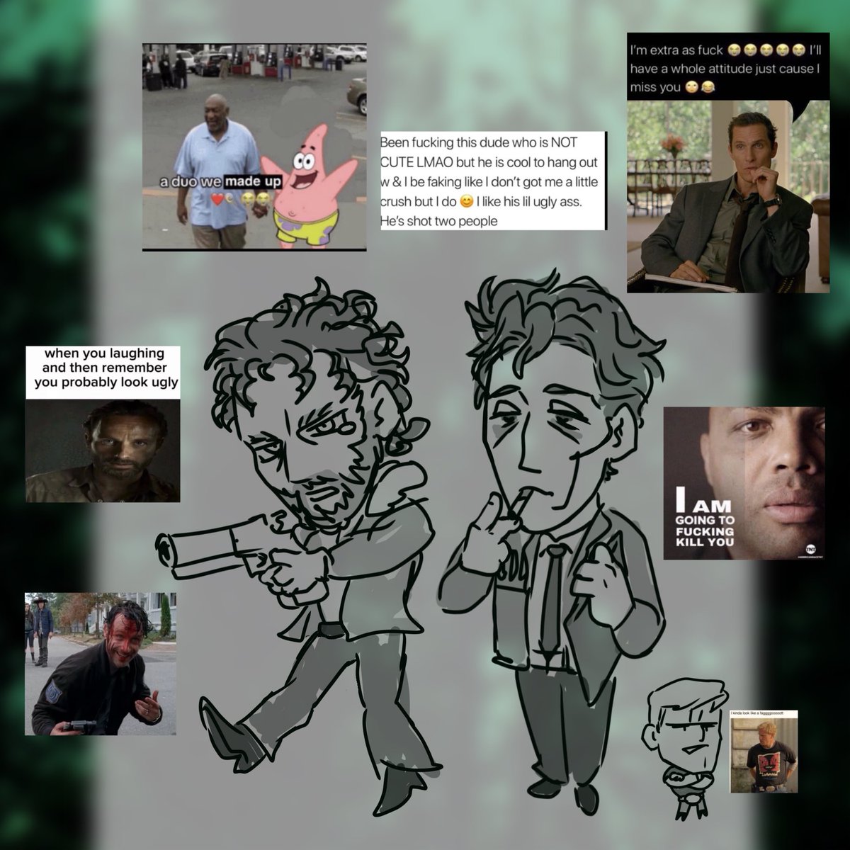 soapstingray's tweet photo. chibi doodles of my goats rust and rick ft a pitiful marty #rickgrimes #rustcohle #twd #truedetective https://t.co/iIKDATh6wm